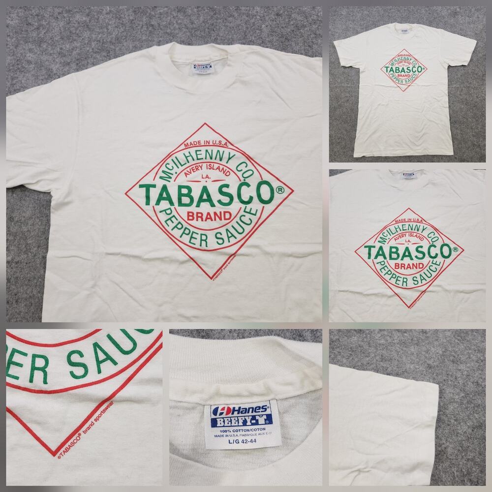 VTG 90s Tabasco T Shirt Mens L Large McIlhenny Co Hot Pepper Sauce Single Stitch